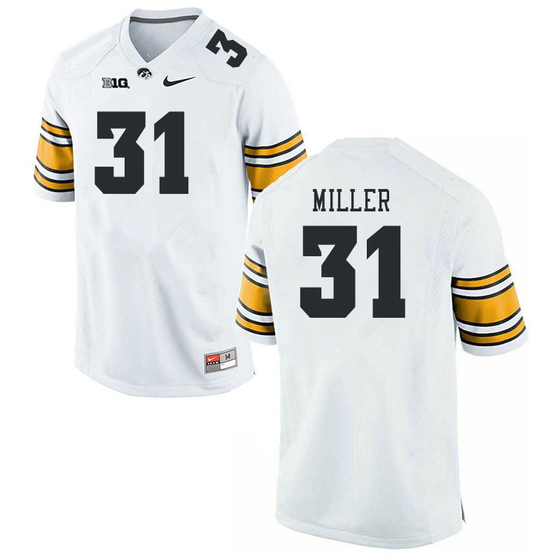 Men #31 Eli Miller Iowa Hawkeyes College Football Jerseys Stitched-White - Click Image to Close